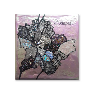 Budapest kerületek 12x12cm festmény / falemezen, csillogo, hologram, dekoráció, kép, Művészet, Festmény, Festmény vegyes technika, Festészet, MESKA