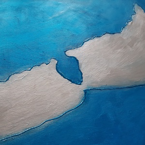 Azúrkék Balaton / (1méter) 100 x 50 cm / dekoráció, festmény - művészet - festmény - festmény vegyes technika - Meska.hu