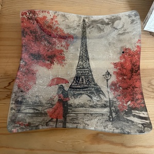 Eiffel torony mintás gyertyatartó tál, Otthon & Lakás, Dekoráció, Asztal és polc dekoráció, Dekorációs tál, tartó, Decoupage, transzfer és szalvétatechnika, MESKA