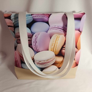 Egyedi macaron mintás táska (válltáska) , Táska & Tok, Kézitáska & válltáska, Válltáska, Decoupage, transzfer és szalvétatechnika, MESKA