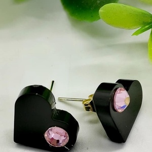 Shungitporos fülbevalók  Swarovski kristállyal, Ékszer, Fülbevaló, Pötty fülbevaló, Ékszerkészítés, Mindenmás, MESKA