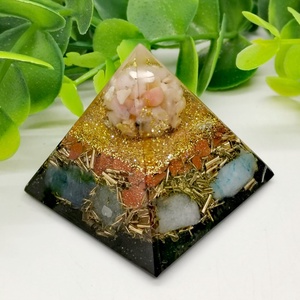 Határozott gondolkodás,derülátás,- Sungit-Orgonit piramis- pink opal gömbbel, arany homokkő, akvamarin,rézforgáccsal, Otthon & Életmód, Dekoráció, Spiritualitás, Orgonit piramis, Mindenmás, MESKA