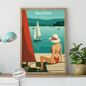 Balaton, Retro hangulatú poszter (változtatható felirattal) - Meska.hu