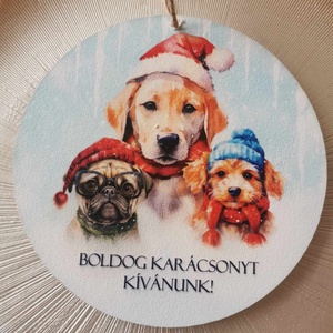 Kutyás karácsonyi akasztható dísz, Karácsony, Karácsonyi lakásdekoráció, Karácsonyi ajtódíszek, , MESKA