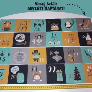 Varrd magad! - adventi kalendárium-textil adventi naptár alap-zöld szürke, Kellékek & szerszámok, Méteráru, Dekorációs alapanyag, Fotó, grafika, rajz, illusztráció, Mindenmás, MESKA