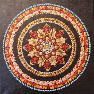 Arany és Chameleon varázsa: 30x30-as mandalafestmény ragyogó fényjátékkal - otthon & életmód - dekoráció - spiritualitás - mandala - Meska.hu