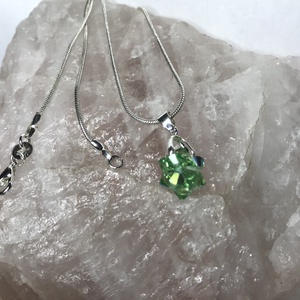 Swarovski Star Peridot AB 925 Sterling Ezüst nyaklánc medállal - ékszer - nyaklánc - medálos nyaklánc - Meska.hu