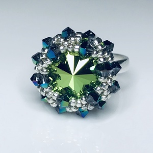 Swarovski Scarabeus Green Zöld 925 Sterling Ezüst gyűrű Egyedi - Meska.hu