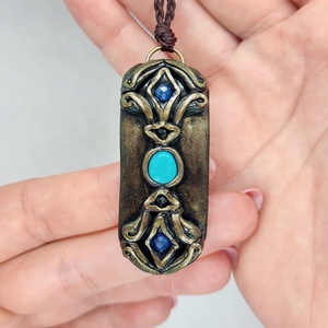 Vajra amulett türkiz, turmalin és kianit ásvánnyal , Ékszer, Nyaklánc, Medálos nyaklánc, Ékszerkészítés, MESKA