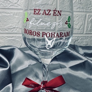 Filmezős boros pohár , Karácsony, Karácsonyi lakásdekoráció, Ünnepi asztaldekoráció, , MESKA