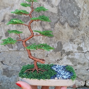 Köves út, bonsai fával, Otthon & Életmód, Dekoráció, Asztal és polc dekoráció, Bonsai, Fémmegmunkálás, Mindenmás, MESKA