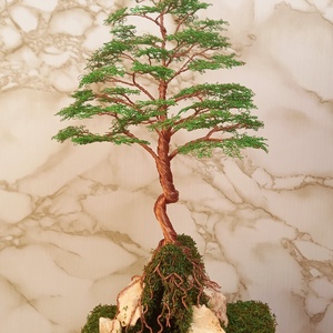 Mohás domb és drót bonsai - otthon & életmód - dekoráció - asztal és polc dekoráció - asztaldísz - Meska.hu