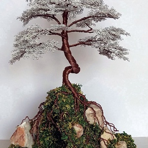 Mohás domb és drót bonsai - otthon & életmód - dekoráció - asztal és polc dekoráció - asztaldísz - Meska.hu