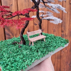 Két színű összefonódó drót bonsai - otthon & életmód - dekoráció - asztal és polc dekoráció - gyöngyfa, ásványfa - Meska.hu