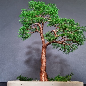 Zöld drót bonsai - otthon & életmód - dekoráció - asztal és polc dekoráció - bonsai - Meska.hu