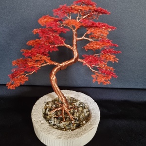 Piros-narancs drót bonsai, Otthon & Életmód, Dekoráció, Asztal és polc dekoráció, Bonsai, Fémmegmunkálás, Mindenmás, MESKA