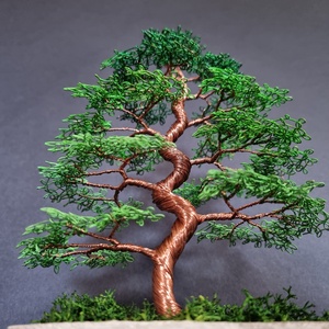 Zöld színátmenetes drót bonsai - otthon & életmód - dekoráció - asztal és polc dekoráció - bonsai - Meska.hu