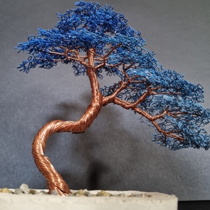 Kék színátmenetes drót bonsai - otthon & életmód - dekoráció - asztal és polc dekoráció - bonsai - Meska.hu