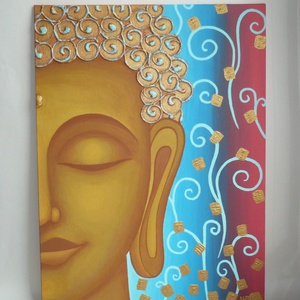 Buddha - egyedi akril festmény, falikép 30x40, Művészet, Festmény, Akril, Festett tárgyak, Festészet, MESKA