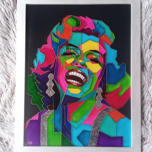 Marilyn Monroe - popart - üvegre festett falikép, festmény (30x40cm) - művészet - festmény - üvegfestmény - Meska.hu