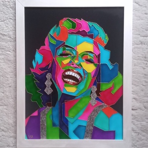 Marilyn Monroe - popart - üvegre festett falikép, festmény (30x40cm) - művészet - festmény - üvegfestmény - Meska.hu