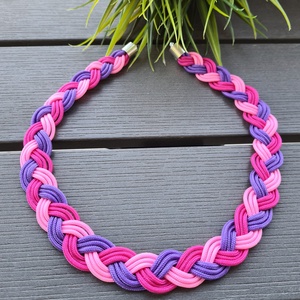 Lila - pink - magenta fonott paracord nyaklánc - ékszer - nyaklánc - medál nélküli nyaklánc - Meska.hu