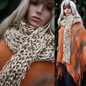 CHUNKY SHAWL - extra-vastag kézzel kötött sál, Ruha & Divat, Sál, Sapka, Kendő, Sál, Kötés, MESKA