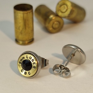 9 mm Luger Töltény fülbevaló - ékszer - fülbevaló - pötty fülbevaló - Meska.hu