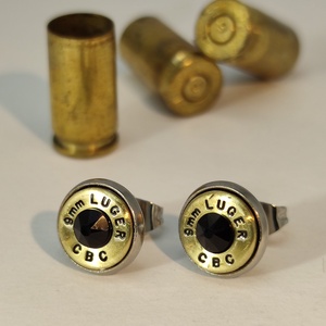 9 mm Luger Töltény fülbevaló, Ékszer, Fülbevaló, Pötty fülbevaló, Ékszerkészítés, Újrahasznosított alapanyagból készült termékek, MESKA