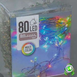 80 led-es fényfüzér elemes (elem nélkül) - színes, Kellékek & szerszámok, Dekorációs kellékek, LED-es fényfüzér, , MESKA