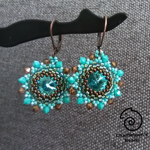 Turquoise 2 Mandala fülbevaló - ékszer - fülbevaló - lógós kerek fülbevaló - Meska.hu