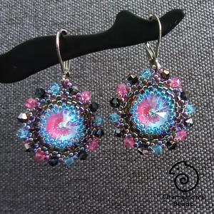 Violet Rose and Sky Blue Mandala fülbevaló - Meska.hu