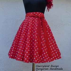   Cherryland Design Piros-Fehér pöttyös rockabilly szoknya./Alsószoknyával - ruha & divat - női ruha - szoknya - Meska.hu