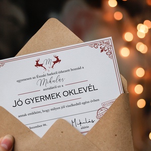 Jó gyermek oklevél csomag  névre szóló (boríték, ajándékkísérő, oklevél), Karácsony, Mikulás, Mikulás ajándékok, Papírművészet, MESKA