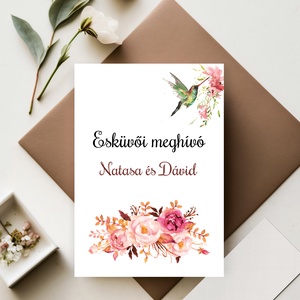 Colibri esküvői meghívó (E13), Esküvő, Meghívó & Kártya, Meghívó, Papírművészet, MESKA