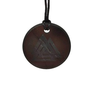 Shungit medál valknut gravírozott 30mm, Ékszer, Nyaklánc, Medál, , MESKA