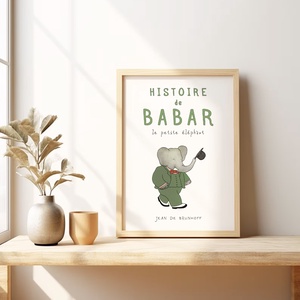 Babar elefántos poszter, gyerekszoba falikép, plakát, Otthon & Lakás, Babaszoba, gyerekszoba, Babaszoba kép, Fotó, grafika, rajz, illusztráció, MESKA