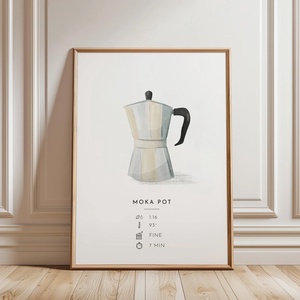 Moka pot poszter, konyhai fali dekoráció,  kávéfőző kép, Otthon & Életmód, Dekoráció, Kép & Falikép, Poszter, Fotó, grafika, rajz, illusztráció, Papírművészet, MESKA