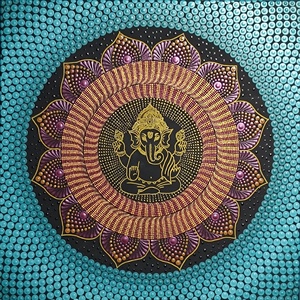 Ganesha pontozott mandala, Otthon & Lakás, Dekoráció, Spiritualitás, Mandala, , MESKA