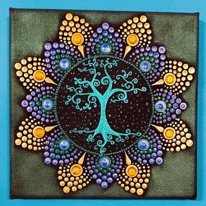 Életfa pontozott mandala, Otthon & Lakás, Dekoráció, Spiritualitás, Mandala, Festészet, MESKA