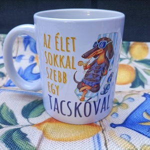 Tacskós bögre - nyári tacsi, Otthon & Életmód, Konyhafelszerelés, tálalás, Tálalás, Bögre & Csésze, Decoupage, transzfer és szalvétatechnika, MESKA