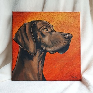 Dió - a magyar vizsla - aril festmény  30 x 30 cm  vászon, Művészet, Festmény, Akril, Festészet, MESKA