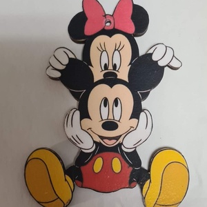 Mickey és Minnie egér figurák  faból, Karácsony, Karácsonyi lakásdekoráció, Karácsonyfadíszek, Decoupage, transzfer és szalvétatechnika, Fotó, grafika, rajz, illusztráció, MESKA