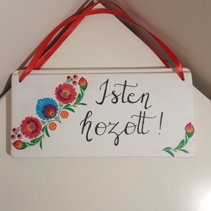 Isten hozott! népi motívumos ajtódísz - Meska.hu