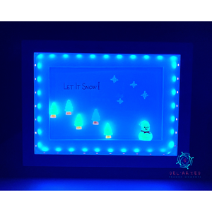 Karácsonyi 3D kép_UV LED fénycsík és figurák_kék,zöld- 10x15cm, Karácsony, Karácsonyi lakásdekoráció, Karácsonyi fénydekoráció, Festészet, Fotó, grafika, rajz, illusztráció, MESKA