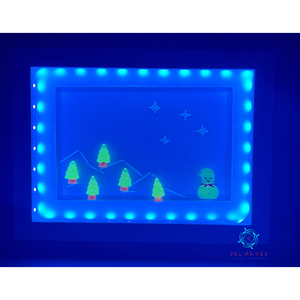 Karácsonyi 3D kép_UV LED fénycsík és figurák_sárga- 10x15cm, Karácsony, Karácsonyi lakásdekoráció, Karácsonyi fénydekoráció, Festészet, Fotó, grafika, rajz, illusztráció, MESKA