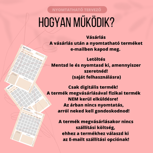 Havi tervező - nyomtatható - A4 - digitális termék  - művészet - grafika & illusztráció - digitális - Meska.hu