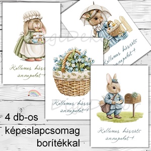 Vintage húsvéti képeslapok aranyos nyuszikkal.  - Meska.hu