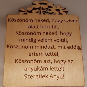 Köszönöm neked virágos tábla, Otthon & Lakás, Dekoráció, Dísztárgy, Gravírozás, pirográfia, MESKA