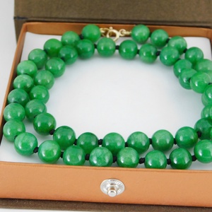 14 K Arany Jade Nyaklánc, 8.5 mm-es Kövekkel - ékszer - nyaklánc - medál nélküli nyaklánc - Meska.hu